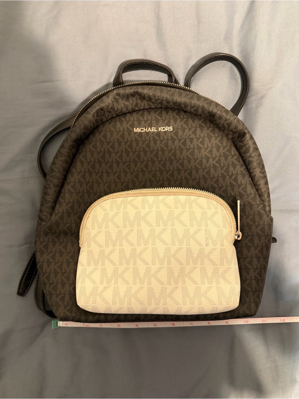Michael Kors Black and White MK Monogram Backpack
